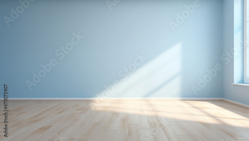 empty room with blue wall