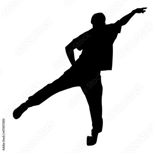 Silhouette of a man dancing pose. Silhouette of a male dancer in action pose. 