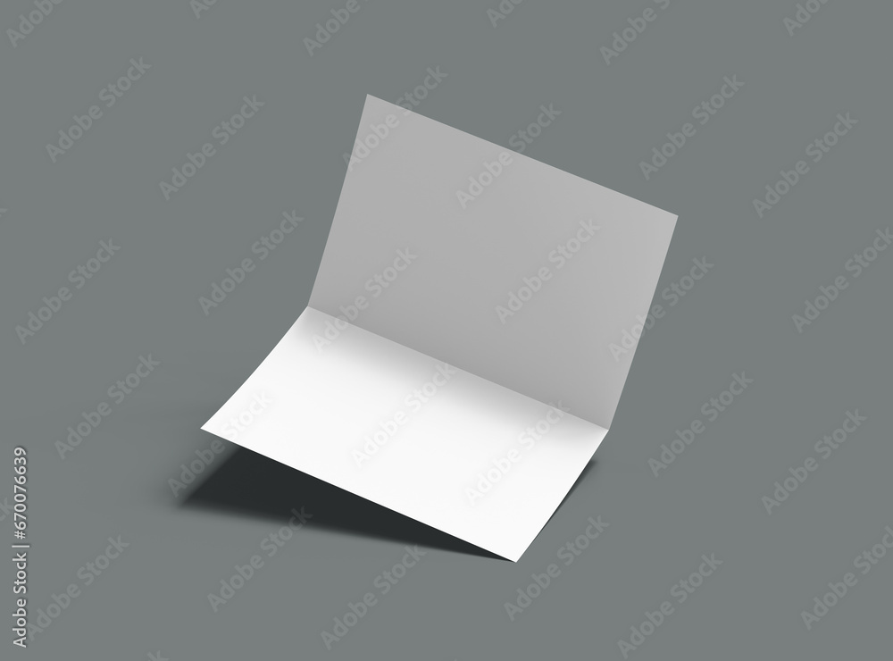 Blank A4 Half Sheet Fold brochure 3d render to present your design. Blank A4 Half Sheet Fold brochure 3d render to present your design.