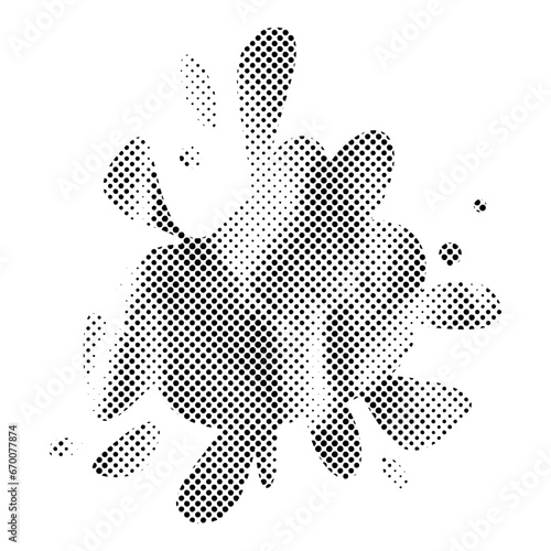 Vector Grunge Halftone Textured Ink Splat Collage Icon Transparent Background