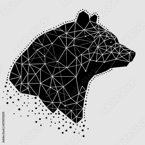 illustration of a black and white polygon bear