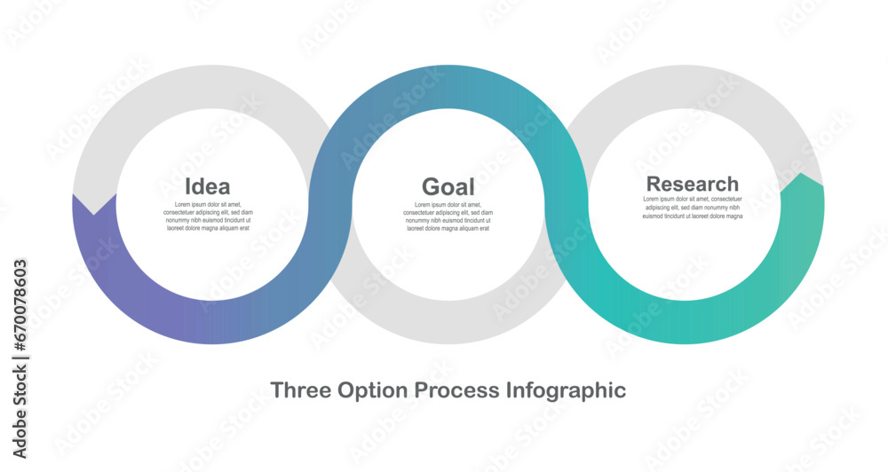 Business infographics process. Timeline infographics with 3 steps, and options. Vector chart. - obrazy, fototapety, plakaty 