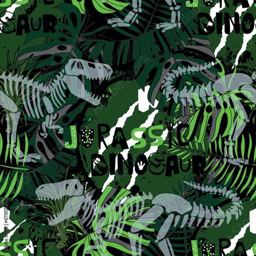 Seamless pattern with dinosaur  . Original design with t-rex, dinosaur. print for T-shirts, textiles, wrapping paper, web. 