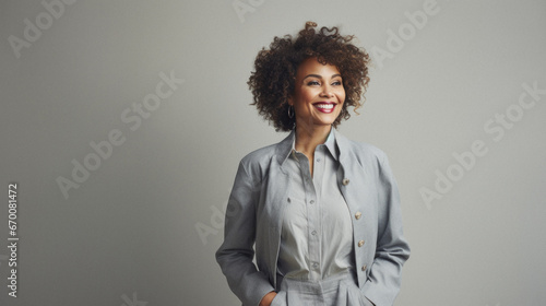 Portrait of beautiful young african american woman with curly hair.