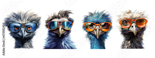emu bird with sunglasses photo