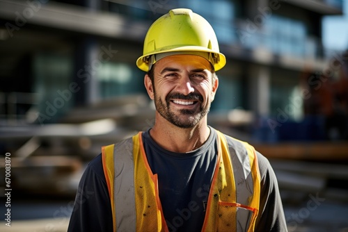 Construction worker smile face at site © blvdone