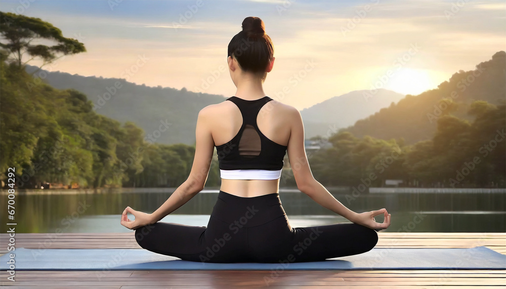 Fototapeta premium Young woman yoga in morning