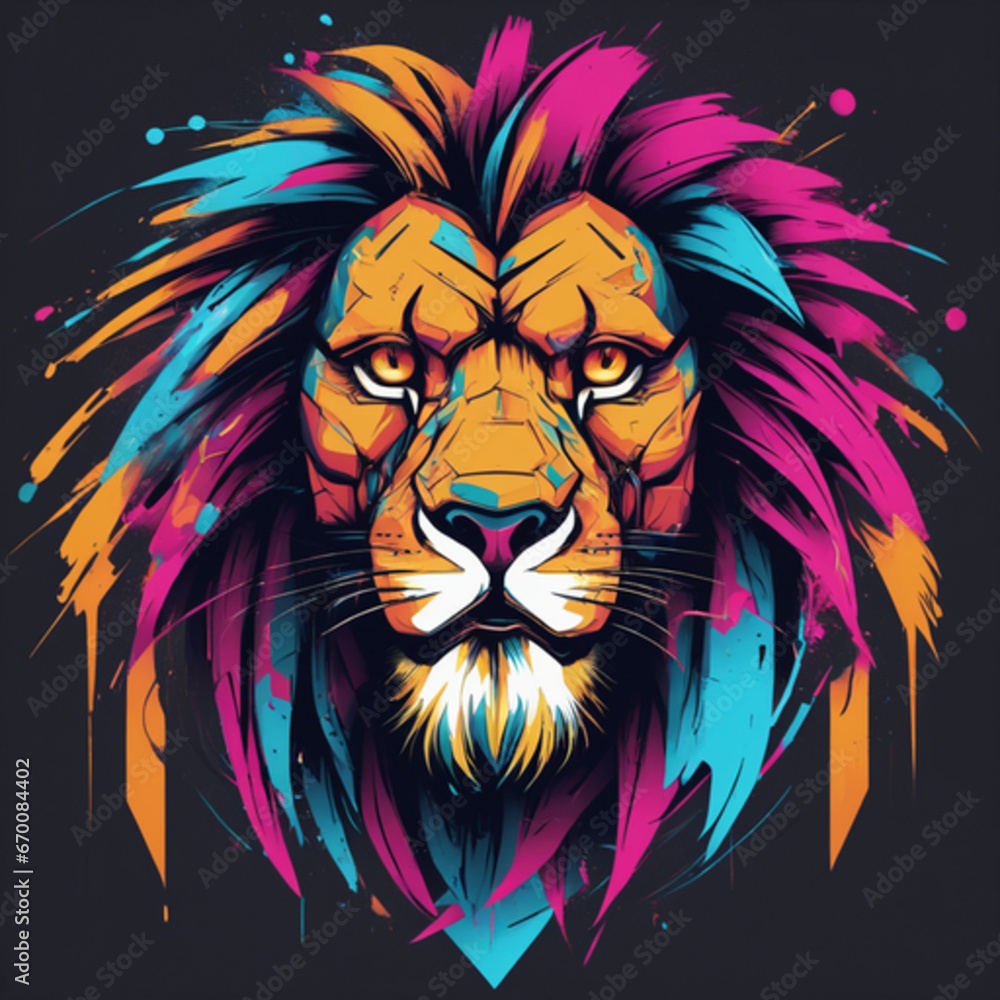 Vibrant Lion T-Shirt Logo Design