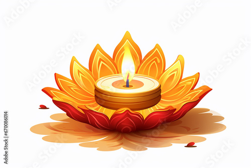 beautiful colorful clay Indian Diwali Diye lamps for Diwali festival, Diwali postcard, generative AI