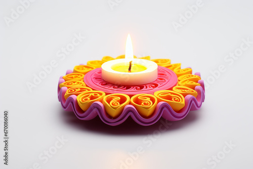 beautiful colorful clay Indian Diwali Diye lamps for Diwali festival, Diwali postcard, generative AI photo