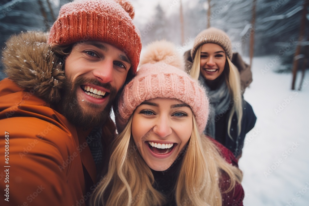 Winter Wonderland Selfie with Friends in Forest