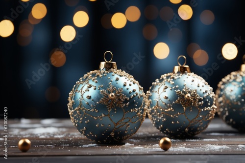 Shiny christmas round ornament on black background.