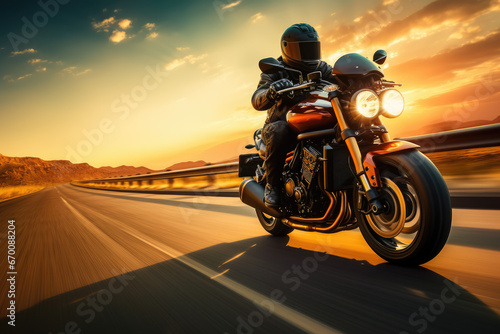 Person riding a powerful motorcycle at high speed