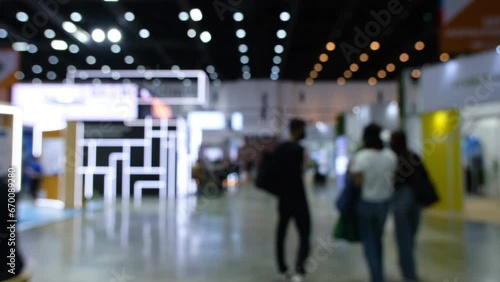 Abstract background blurred many people in the exhibition expo event or trade fair