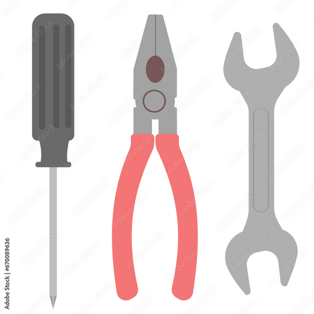 ドライバーとニッパーとスパナーの工具セット ドライバーとニッパーとスパナーの工具セット