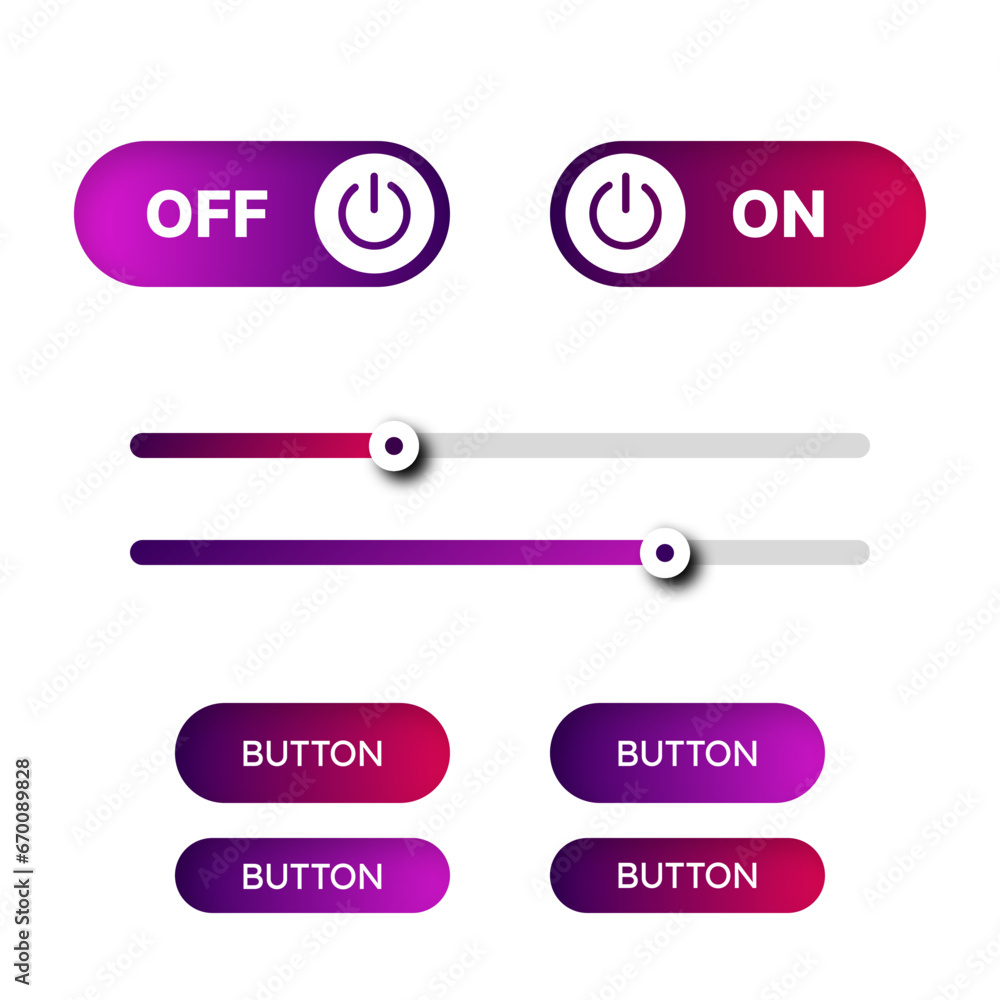 Fototapeta premium Pack of Minimalist Buttons and Switch OFF/ON