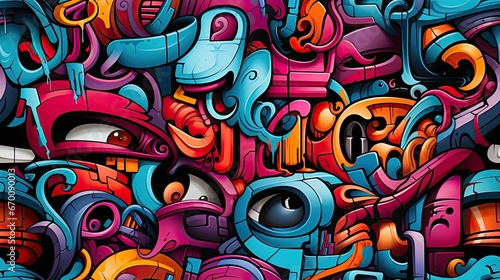 Seamless pattern with Colorful Metropolitan Graffiti Fusion .