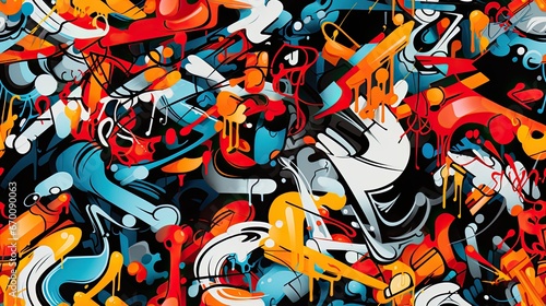 Seamless pattern with Colorful Metropolitan Graffiti Fusion .