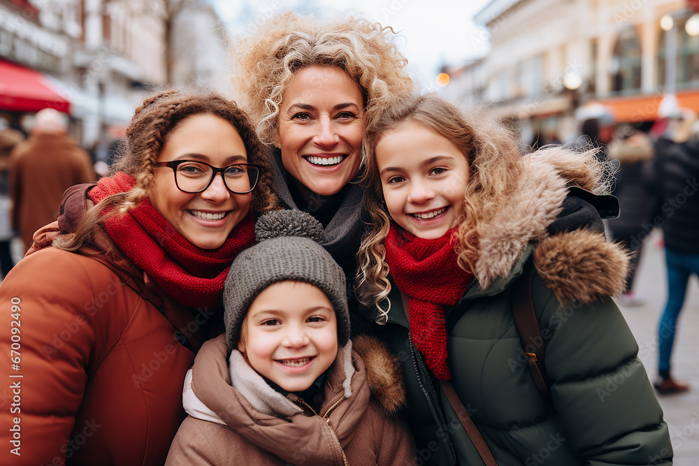 happy family in eyeglasses looking at camera and smiling on street happy family in eyeglasses looking at camera and smiling on street