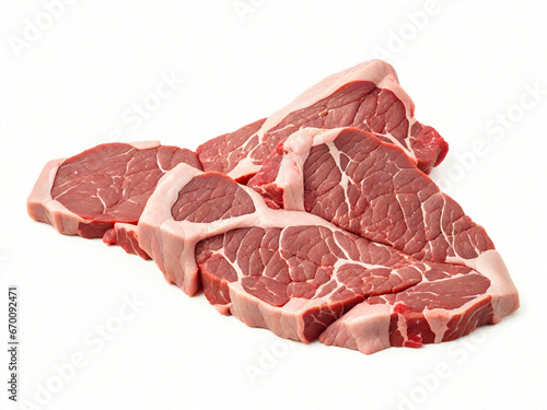 isolated raw meat on white background