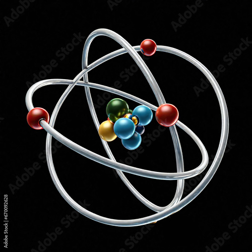 isolated atom on black background