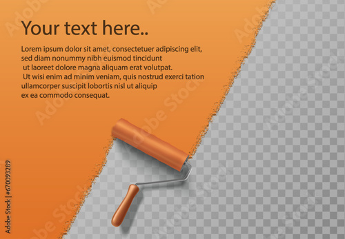 Vector design banner with orange paint ruler and copy space for your text.