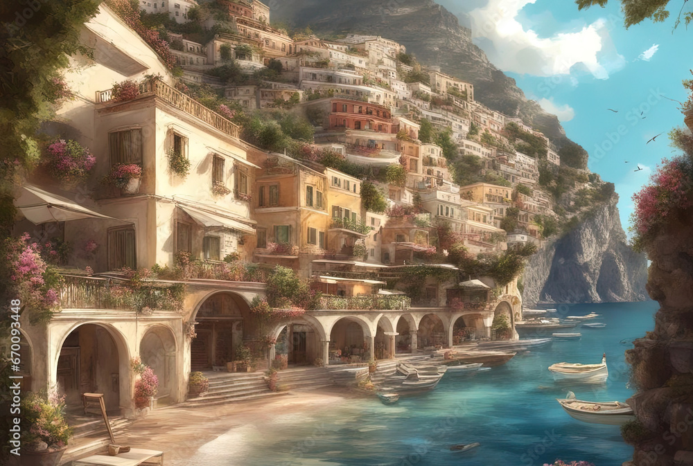  Amalfi Coast Italy  - Created with Generative AI Technology