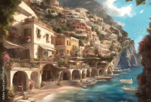  Amalfi Coast Italy  - Created with Generative AI Technology © Faris
