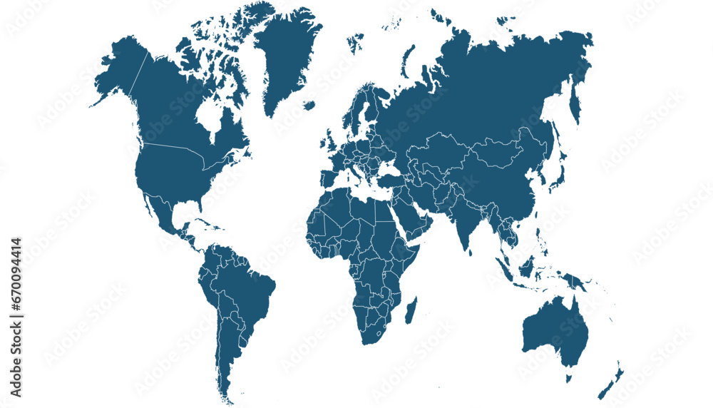 Obraz premium World map. Silhouette map. Color modern vector map