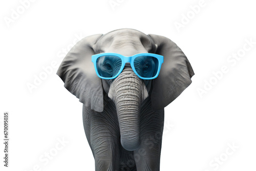 elephant wearing glasses isolated transparent background