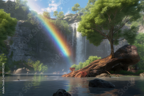 Rainbow over the river - Generative AI