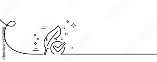 Hypoallergenic tested line icon. Continuous one line with curl. Feather sign. No synthetic symbol. Hypoallergenic tested single outline ribbon. Loop curve pattern. Vector