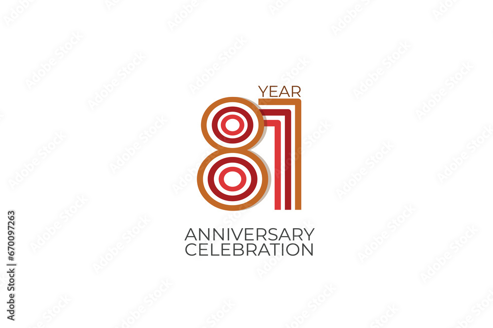 81th, 81 years, 81 year anniversary with retro style in 3 colors, red, pink and brown on white background for invitation card, poster, internet, design, poster, greeting cards, event - vector 81th, 81 years, 81 year anniversary with retro style in 3 colors, red, pink and brown on white background for invitation card, poster, internet, design, poster, greeting cards, event - vector