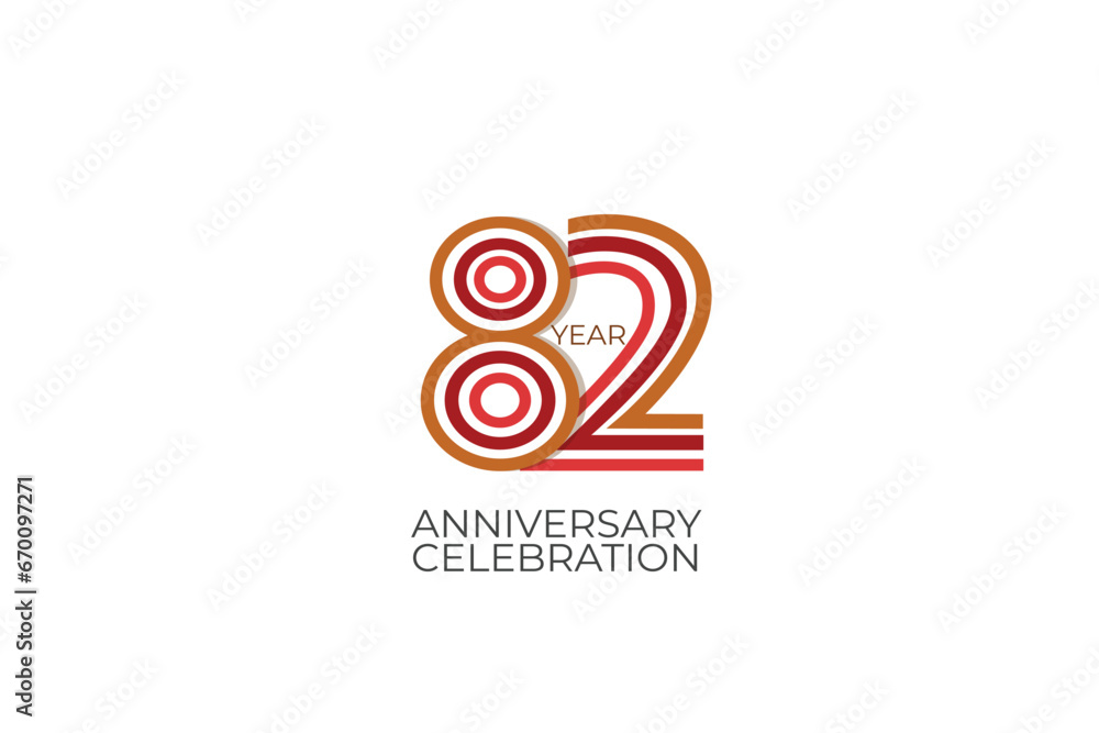 82th, 82 years, 82 year anniversary with retro style in 3 colors, red, pink and brown on white background for invitation card, poster, internet, design, poster, greeting cards, event - vector 82th, 82 years, 82 year anniversary with retro style in 3 colors, red, pink and brown on white background for invitation card, poster, internet, design, poster, greeting cards, event - vector
