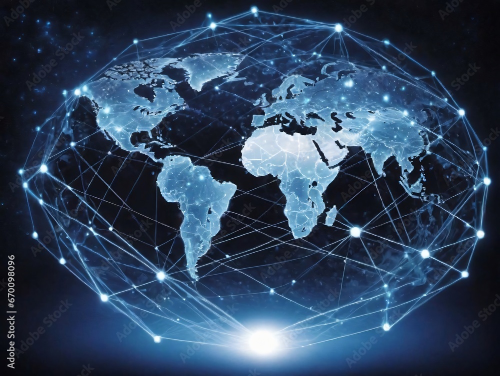 A World Map With Connections And Dots A World Map With Connections And Dots