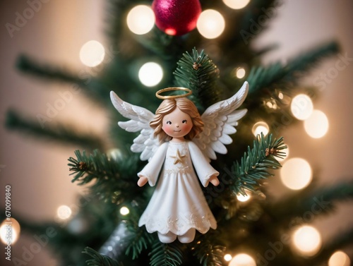 A Christmas Tree With A Small Angel Fig