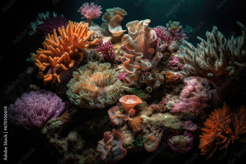 Obraz premium Coral reef in the sea - Generative AI 