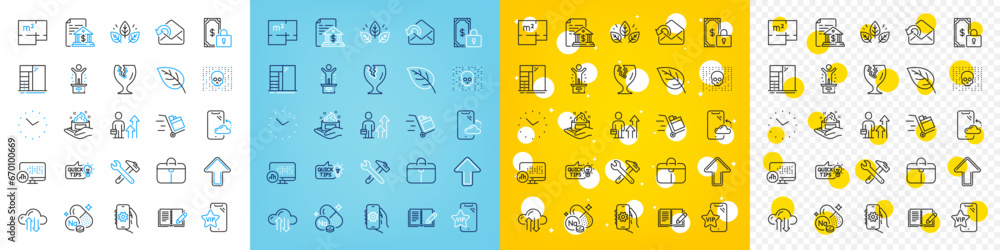 Vector icons set of Sodium mineral, Time and Upload line icons pack for web with Business results, Vip phone, Cloud sync outline icon. Fragile package, Handbag, Organic tested pictogram. Vector Vector icons set of Sodium mineral, Time and Upload line icons pack for web with Business results, Vip phone, Cloud sync outline icon. Fragile package, Handbag, Organic tested pictogram. Vector