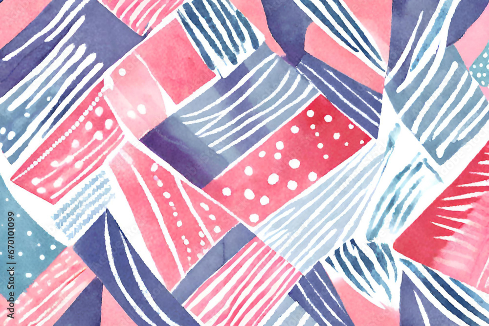 Obraz premium Watercolor geometric seamless pattern. Generative AI