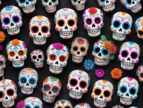 Colorful Sugar Skulls Wallpaper