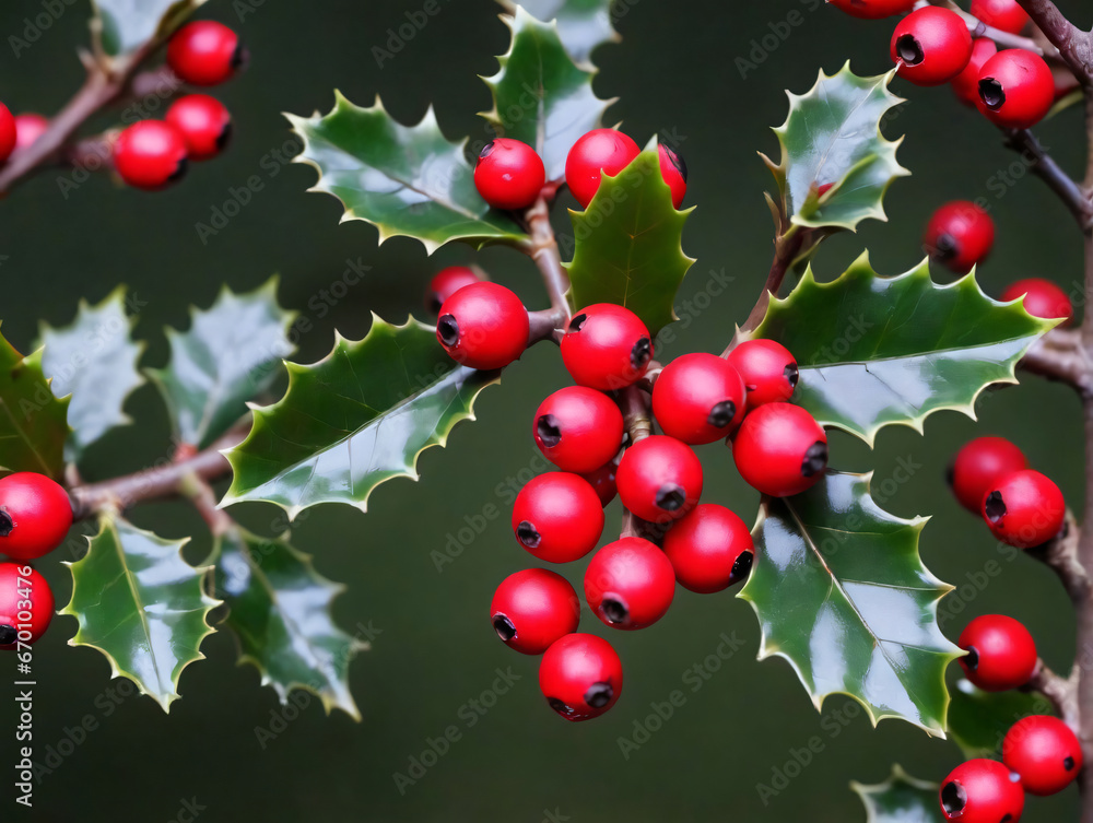 Obraz premium Holly With Red Berries