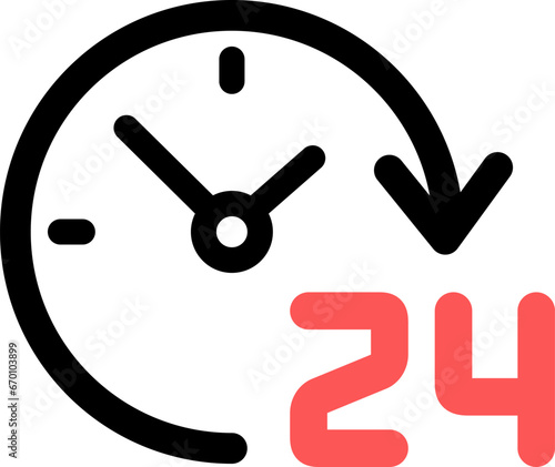 Linear icon of 24 hours a day as symbol of 24-hour service available photo