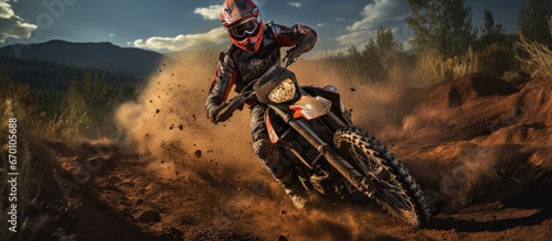 action portrait of motor cross rider. Motocross sport.