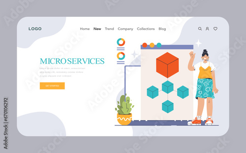 Back-end development web banner or landing page. Coding, software engineering or programming. Software script development. Flat vector illustration