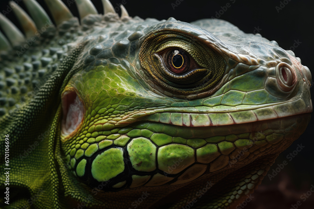 Fototapeta premium Close up of a iguana - Generative AI 
