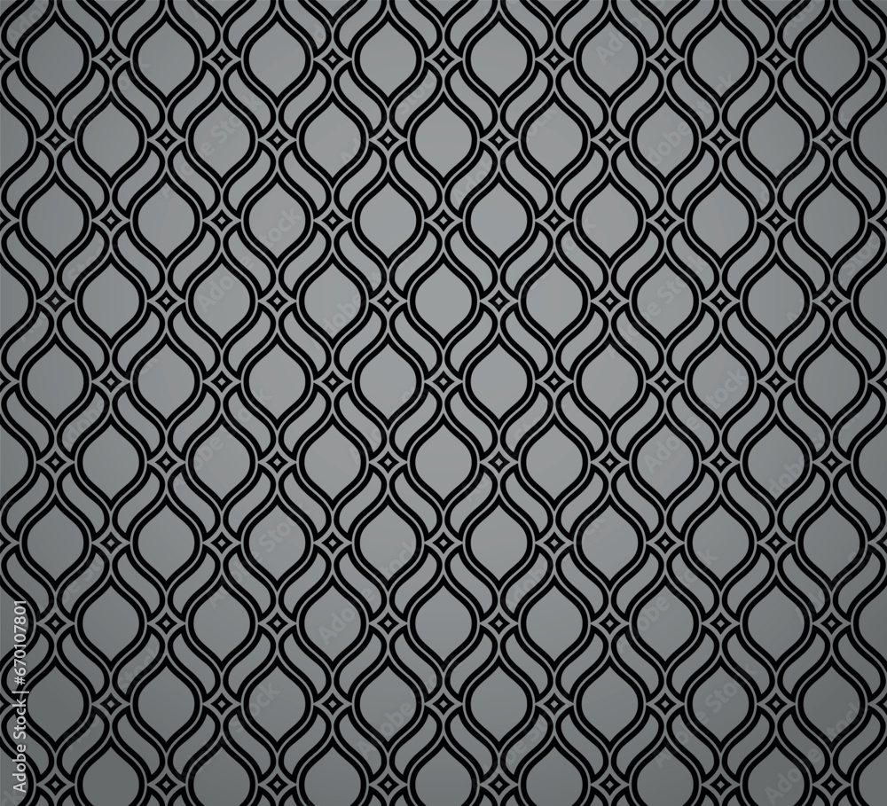 Naklejka premium The geometric pattern with wavy lines. Seamless vector background. Black and gray texture. Simple lattice graphic design