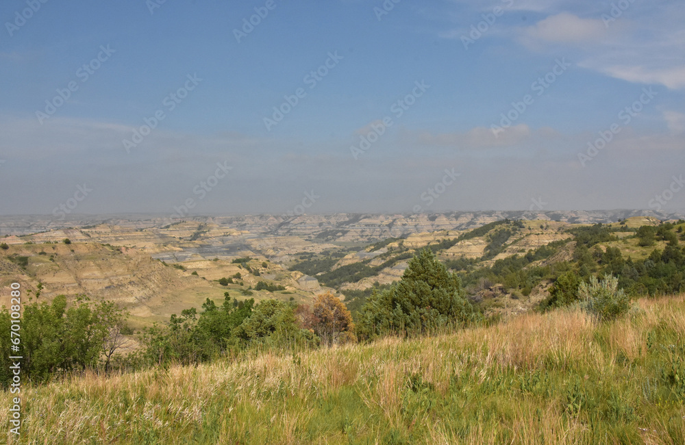 Scenic View Down into a Rural Canyon in North Dakota