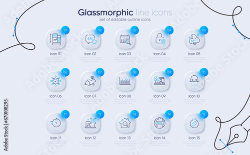 Set of Inspect, Qr code and Animal tested line icons for web app. Fingerprint lock, Medical calendar, Medical help icons. Floor plan, Home facility, Money diagram signs. Vitamin b6. Vector