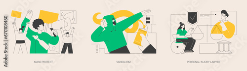 Riots outrage abstract concept vector illustrations.