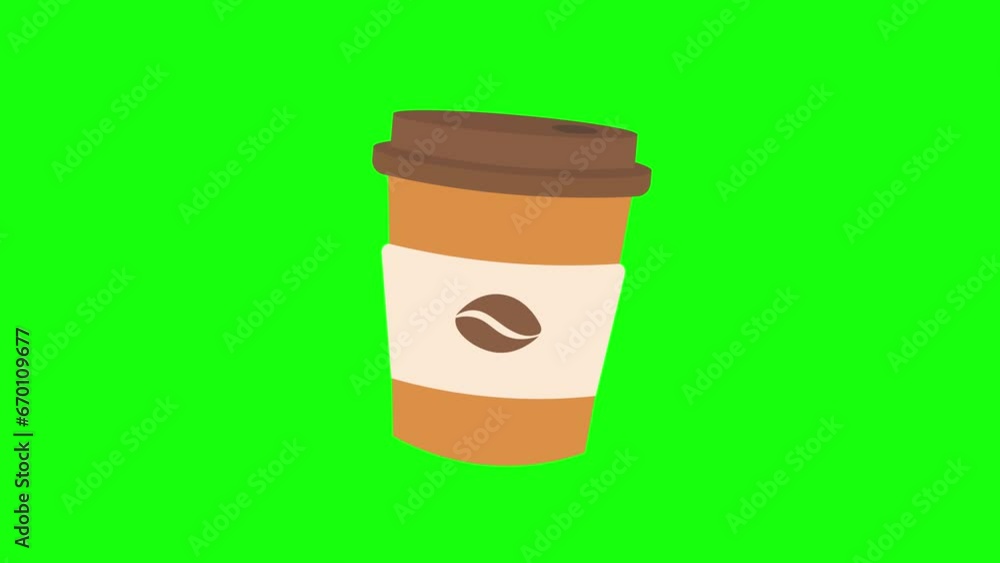 4K Animated Rotating Take Away Cup with Motion Coffee Beans Design Hot ...